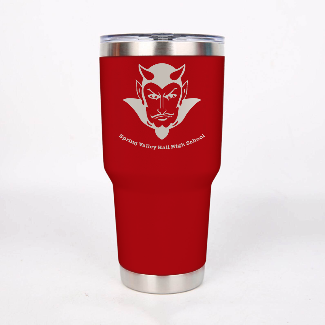 SHIP TO HOME: Spring Valley Hall HS Logo Tumbler - RED